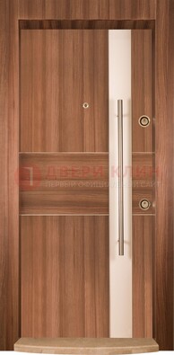 Коричневая входная дверь c МДФ панелью ЧД-14 в частный дом в Саранске