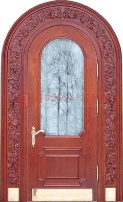 Толстая металлическая арочная дверь со стеклом ДА-20 в Саранске