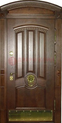 Хорошая стальная арочная дверь с декоративным элементом ДА-23 в Саранске