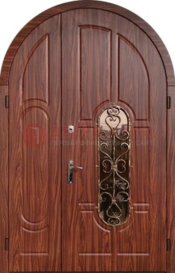 Арочная двухстворчатая стальная дверь Винорит ДА-54 в Саранске