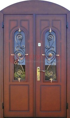 Двухстворчатая стальная дверь Винорит в форме арки ДА-55 в Саранске