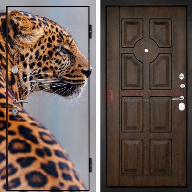 Металлическая дверь с фотопечатью леопарда ДФ-26 в Саранске