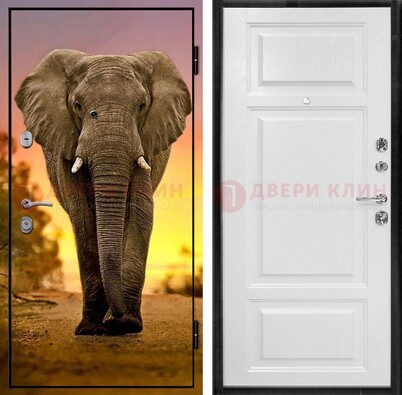 Металлическая дверь с фотопечатью слона ДФ-30 в Саранске
