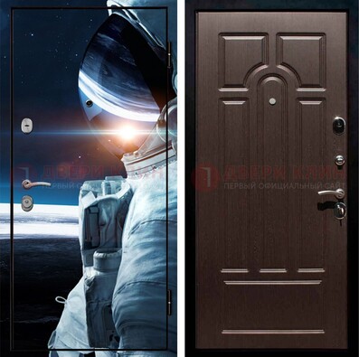 Стальная дверь с фотопечатью космонавта ДФ-4 в Саранске