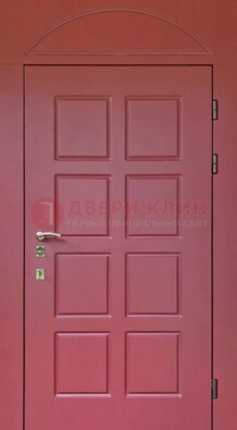 Красная стальная дверь с верхней фрамугой ДФГ-13 в Саранске