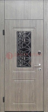 Металлическая дверь Винорит стекло и ковка с фрамугой ДФГ-33 в Саранске