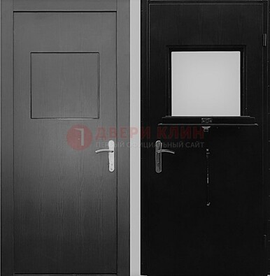 Черная стальная дверь в кассу ламинат внутри ДКС-3 в Саранске
