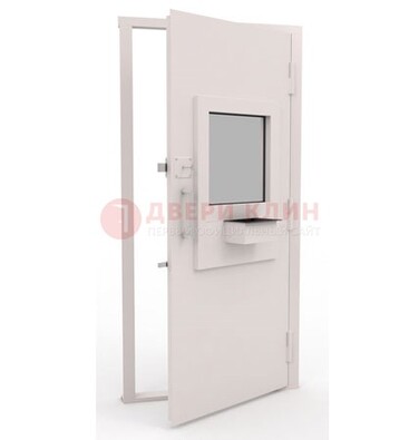 Белая металлическая дверь в кассу с нитроэмалью ДКС-4 в Саранске
