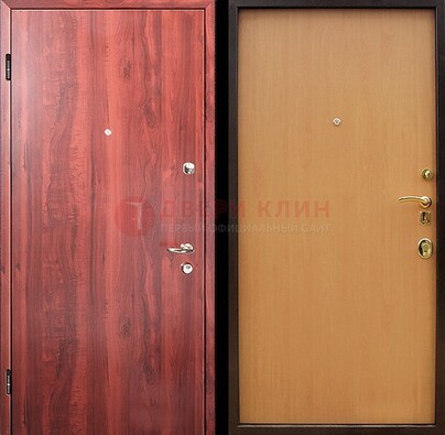 Красная железная дверь с ламинатом ДЛ-3 в Саранске