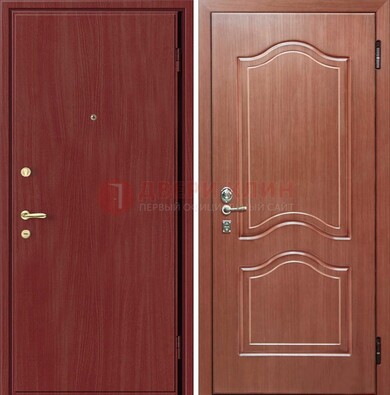 Красная металлическая дверь с ламинатом МДФ внутри ДЛ-8 в Саранске