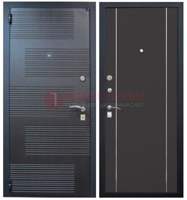Темная металлическая дверь с МДФ ДМ-105 в деревянный дом в Саранске