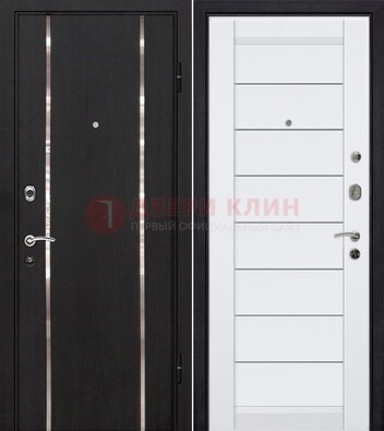 Черная входная дверь с МДФ и декоративными вставками ДМ-143 в Саранске