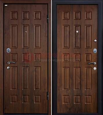 Коричневая металлическая дверь с МДФ ДМ-156 для квартиры в Саранске