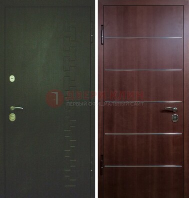 Темная металлическая дверь с МДФ ламинат с молдингами внутри ДМ-16 в Саранске