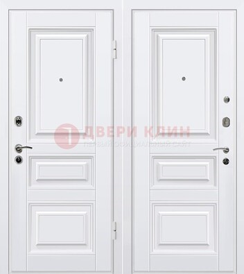 Белая металлическая дверь с МДФ ДМ-179 в Саранске
