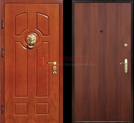 Оранжевая стальная дверь с МДФ ламинат внутри ДМ-18 в квартиру в Саранске