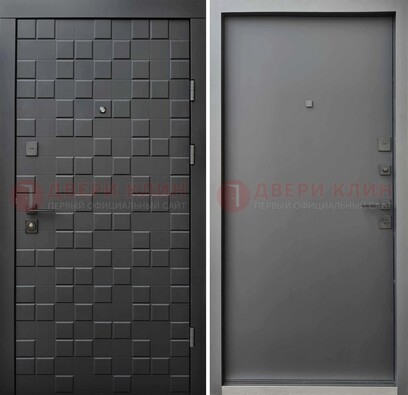 Темная стальная филенчатая дверь с МДФ ДМ-221 в Саранске