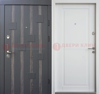 Темная металлическая дверь c белом МДФ внутри ДМ-231 в Саранске