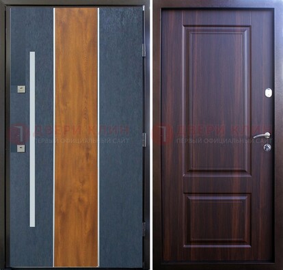 Современная входная дверь и с коричневой МДФ внутри ДМ-236 в Саранске