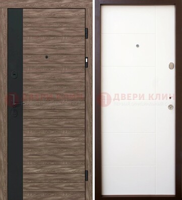 Коричневая входная дверь с черной вставкой МДФ ДМ-239 в Саранске