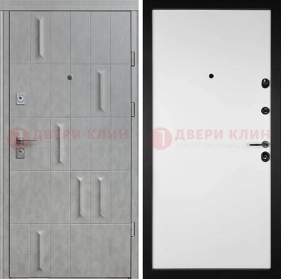 Серая стальная дверь с рисунком МДФ и внутри Белый ясень ДМ-280 в Саранске