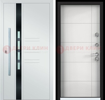 Металлическая дверь в белом цвете с МДФ ДМ-323 в Саранске