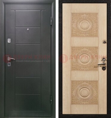 Темная железная дверь с МДФ в квартиру ДМ-344 в Саранске