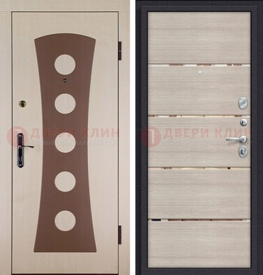 Светлая металлическая дверь с МДФ в квартиру ДМ-365 в Воронеже