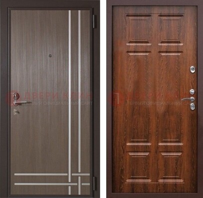 Темно-коричневая металлическая дверь с МДФ ДМ-373 в Краснодаре
