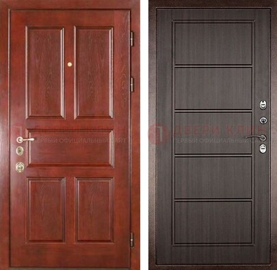 Красная металлическая дверь с МДФ в квартиру ДМ-387 в Саранске