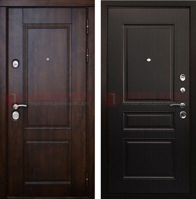 Классическая железная дверь с темными МДФ панелями ДМ-390 в Саранске