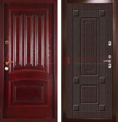Красная стальная дверь с филенчатой МДФ ДМ-398 в Саранске