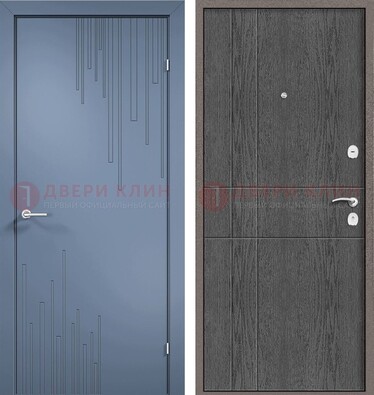 Синяя металлическая дверь МДФ в квартиру ДМ-434 в Саранске
