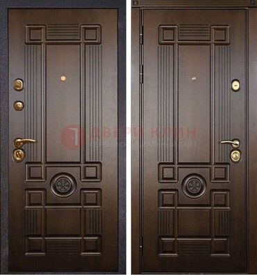 Квартирная коричневая железная дверь с МДФ ДМ-45 в Саранске