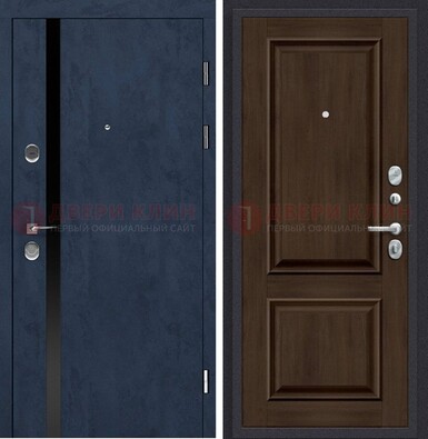 Синяя входная дверь МДФ с обеих сторон ДМ-473 в Саранске
