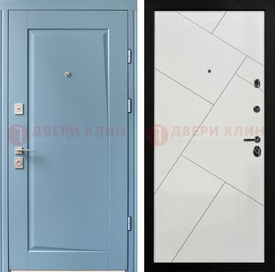 Синяя железная дверь с МДФ панелями ДМ-491 в Саранске