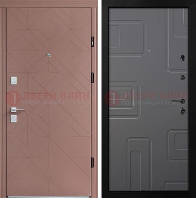 Красная стальная дверь в квартиру с МДФ хайтек ДМ-493 в Саранске