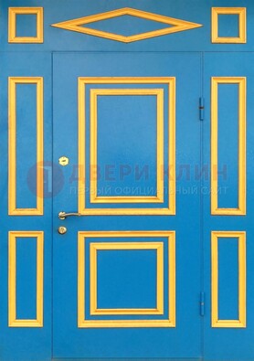 Синяя входная дверь для улицы с МДФ ДМ-541 в Саранске