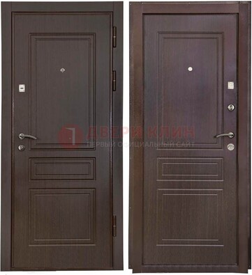 Антивандальная коричневая железная дверь с МДФ ДМ-61 в Саранске