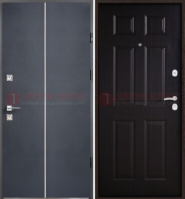 Железная дверь с порошковым покрытием и отделкой Темный орех внутри ДП-211 в Саранске