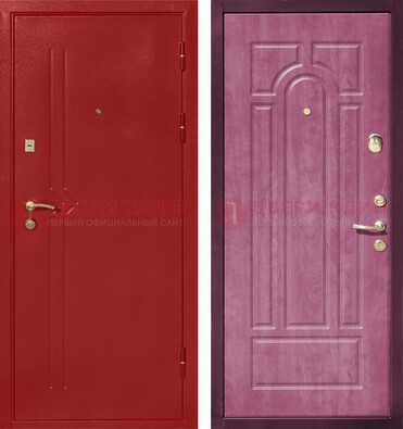 Красная входная дверь с порошковым напылением ДП-240 в Рязани