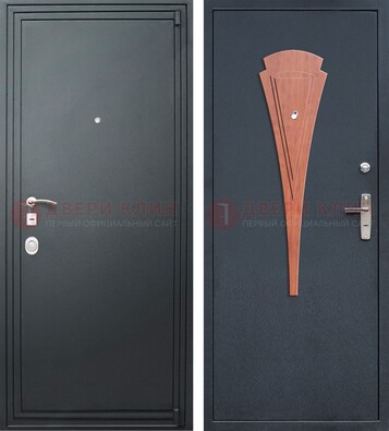 Черная железная дверь с порошковым покрытием и накладкой МДФ внутри ДП-245 в Саранске