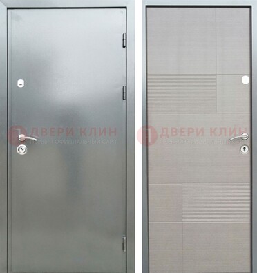 Металлическая серая дверь с порошковым покрытием и серым МДФ внутри ДП-250 в Саранске