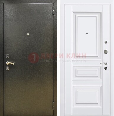 Железная темно-серая дверь с порошковым напылением и белой МДФ ДП-274 в Саранске