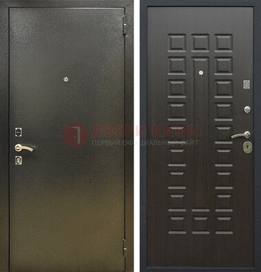 Темно-серая железная дверь с порошковым покрытием и МДФ Венге ДП-287 в Саранске