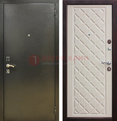 Темно-серая железная дверь с порошковым покрытием и филенчатой МДФ ДП-289 в Саранске