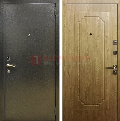 Темно-серая входная дверь с порошковым покрытием и МДФ Золотой дуб ДП-291 в Саранске