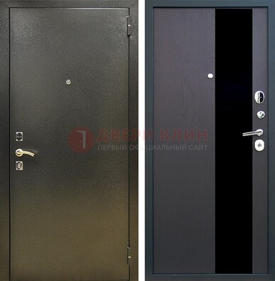 Входная темная дверь с порошковым покрытием и МДФ со стеклом ДП-294 в Саранске