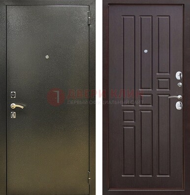 Входная темно-серая дверь с порошковым напылением и коричневой МДФ ДП-301 в Саранске