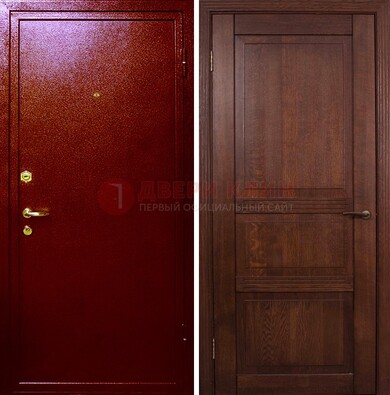 Красная железная дверь с порошковым окрасом ДП-58 в Саранске